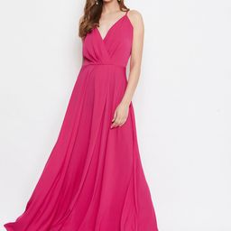 Berrylush Pink Partywear Western Style Maxi Gown-image-52
