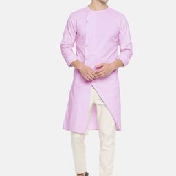 Freehand by The Indian Garage Co Men Pink Solid Straight Kurta-picture-25