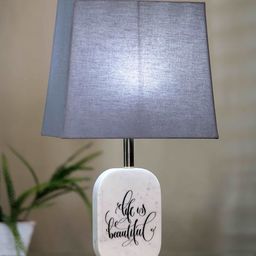 POSH-N-PLUSH Grey & White Life is Beautiful Contemporary Bedside Standard Table Lamp-39
