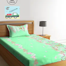 KLOTTHE Multi Floral 210 TC Cotton 2 Single Bedsheet with 2 Pillow Covers-picture-16