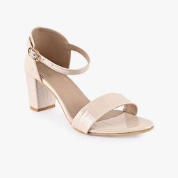 BuckleUp Women Peach-Coloured Textured Block Heels-image-10