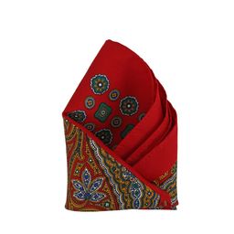Calvadoss Men Red & Green Printed Pocket Square-image-5