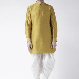 DEYANN Men Yellow & Off-White Solid Kurta with Patiala-image-67