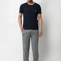 VIMAL JONNEY Men Navy Blue & Grey Printed Night suit-image-39