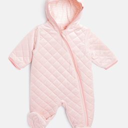 mothercare Infant Girls Pink Hooded Quilted Velour Padded Snowsuit-image-58