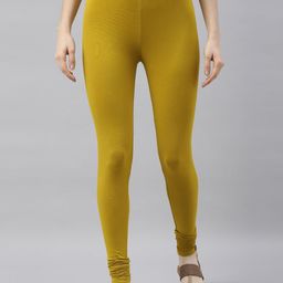 TWIN BIRDS Women Mustard Yellow Solid Churidar Length Leggings-picture-55