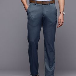 Louis Philippe Men Textured Slim Fit Trousers-picture-14