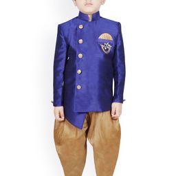 SG YUVRAJ Boys Blue & Gold-Toned Sherwani Set-picture-13