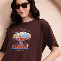 Mast & Harbour Women Printed Drop-Shoulder Sleeves Relaxed Fit T-shirt-picture-31