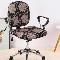Cortina Black & Brown Printed Chair Cover-image-89