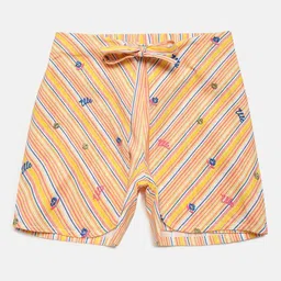 ELLE Girls Yellow & Pink Striped Mid-Rise Regular Shorts-image-19