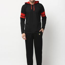 VIMAL JONNEY Men Black & Red Colourblocked Night suit-image-77