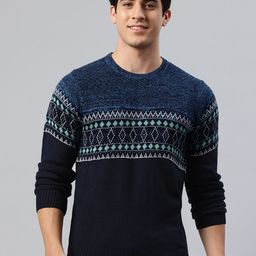 Pierre Carlo Men Geometric Self Design Pullover-image-51