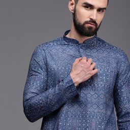 Manyavar Men Geometric Printed Kurta-image-65