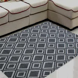MRIC Black & White Geometric Handmade Woollen Carpet-image-75