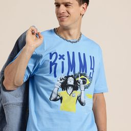 HERE&NOW Printed Drop-Shoulder Sleeves Cotton Relaxed T-shirt-image-15