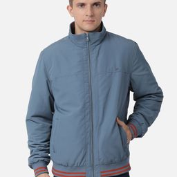 t-base Men Blue Solid Bomber Jacket-image-98