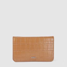 MANGO Women Croc Textured Two Fold Wallet-7