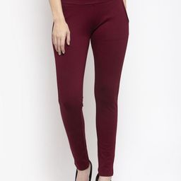 Clora Creation Women Maroon Solid Regular Fit Jeggings-picture-13