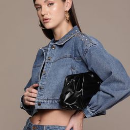 bebe Denim Daze Studded Crop Denim Jacket-11