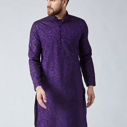 SOJANYA Men Purple Woven Design Straight Kurta-image-97