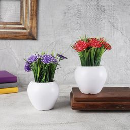 FOLIYAJ Set Of 2 Artificial Mini Plant With Pot-16