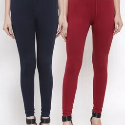 TAG 7 Women Pack Of 2 Solid Churidar-Length Leggings-image-55