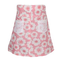 Miyo Girls Pink & White Printed A-Line Knee-Length Pure Cotton Skirt-image-1