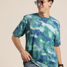 HERE&NOW Printed Drop-Shoulder Sleeves Cotton Relaxed T-shirt-image-41
