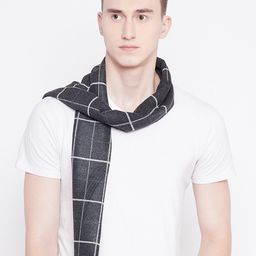 Alvaro Castagnino Men Grey & White Checked Muffler-image-65