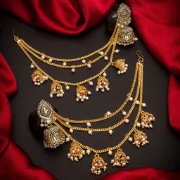 aadita Gold-Toned Dome Shaped Drop Earrings-49