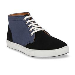 Guava Men Black & Blue Colourblocked Suede Mid-Top Sneakers-11