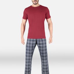 XYXX Men Maroon & Black Night suit-image-26