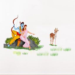 rawpockets Blue & Yellow God Ram and Seetha Wall Sticker-image-92