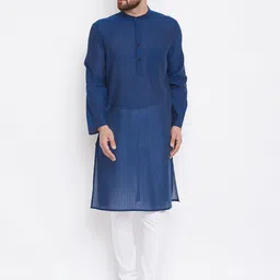 even Men Blue Solid Kurta with Churidar-image-59