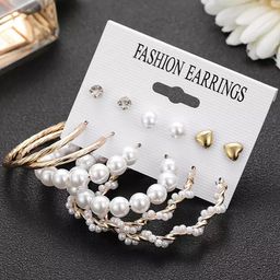 Jewels Galaxy Set of 6 Gold-Plated Earrings-37