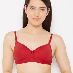 Lady Lyka Red Solid Non-Wired Lightly Padded T-shirt Bra MISTIQUE-picture-18