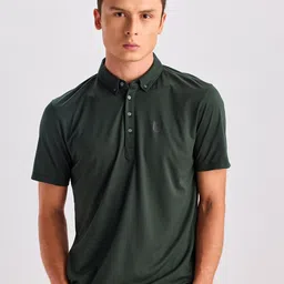 Red Flame Men Polo Collar Applique T-shirt-image-44