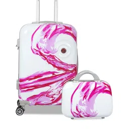 Polo Class Pink & White Luggage Trolley Bag with Vanity Bag-image-70