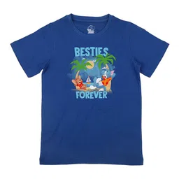 TomJerry Boys Blue Printed Round NeckPure Cotton T-shirt-36