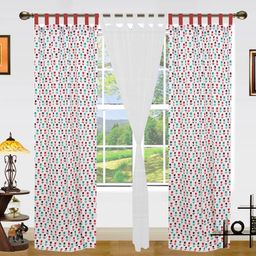 Dekor World White Set of 3 Floral Long Door Curtain-41