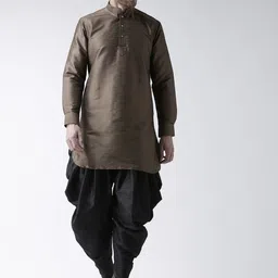 DEYANN Men Brown & Black Solid Kurta with Patiala-image-60