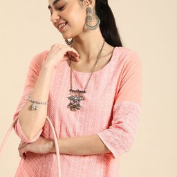 Anouk Floral Embroidered Chikankari Kurta-41