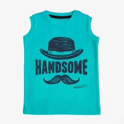 x2o Kids Turquoise Blue Printed Pure Cotton Innerwear Vest VEST_P_12-18MTS-image-90