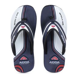 Adda Men Navy Blue & White Printed Thong Flip-Flops-46