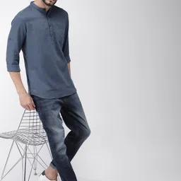 HIGHLANDER Men Blue Slim Fit Solid Casual Shirt-picture-22