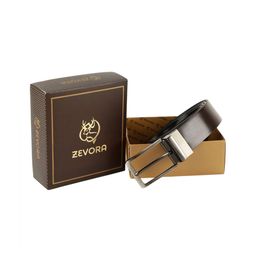 ZEVORA Men Brown & Black Reversible Solid Belt-image-50
