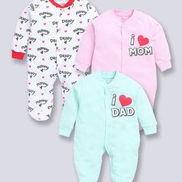 YK X Tinyo Boys Pack of 3 Printed Pure Cotton Sleepsuit-56