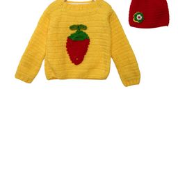 CHUTPUT Kids Yellow Self Design Woolen Sweater-image-15