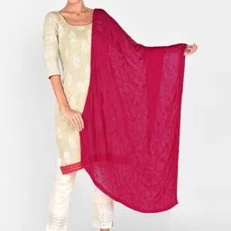 Dupatta Bazaar Fuchsia Pink Embroidered Dupatta-20